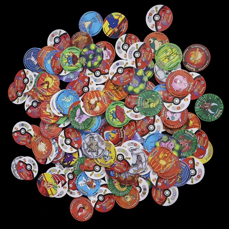 New Lote De Tazos Pokemon 1/2st Generation Full Collection Round Pogs Card Letters Album Pikachu Taps Tasos Childhood Toys Gifts