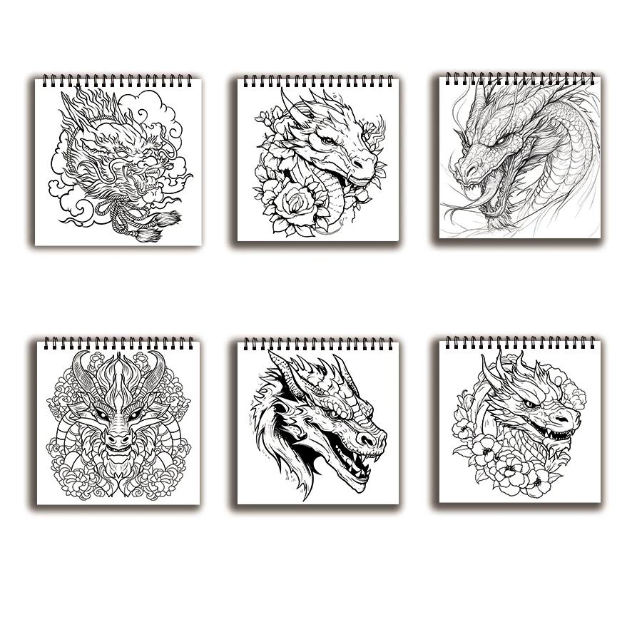 Livro para colorir - 7,87 x 7,87 polegadas 32 páginas sobre Serious Dragon Coloring Book - Presente perfeito para família ou amigos