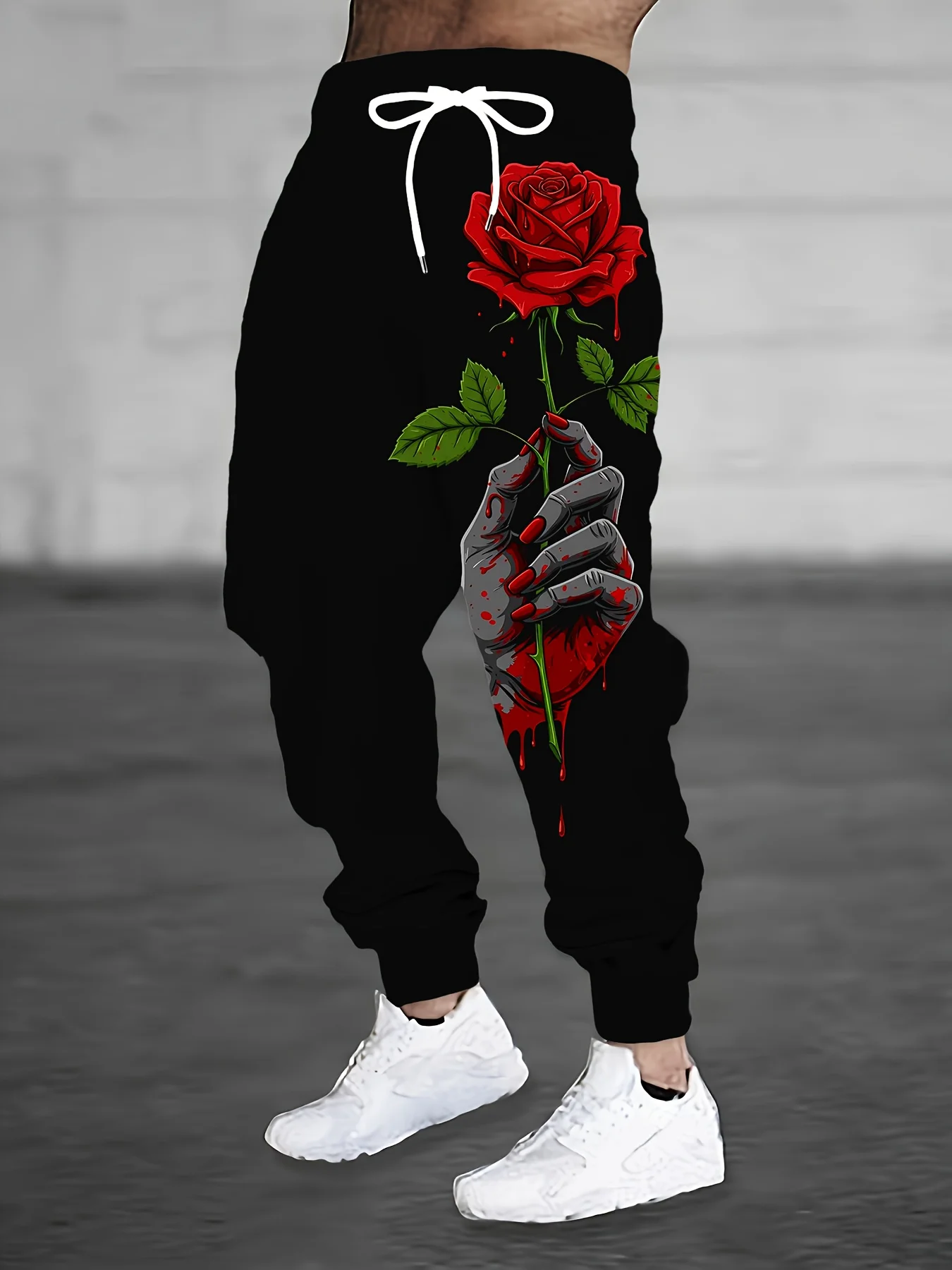 

Новые спортивные брюки свободного кроя 2026 года с принтом «Красная роза» в стиле Dark Blood, уличный стиль, индивидуальный дизайн, повседневные