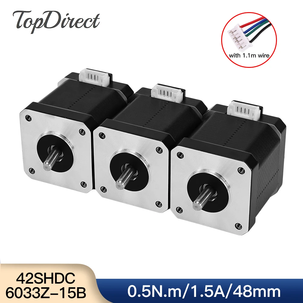 TopDirect 48mm Height 4-lead Stepper Motor 0.5N.m 1.5A 2 Phase Motor for 3D Printer XYZ Engraving Milling Machine