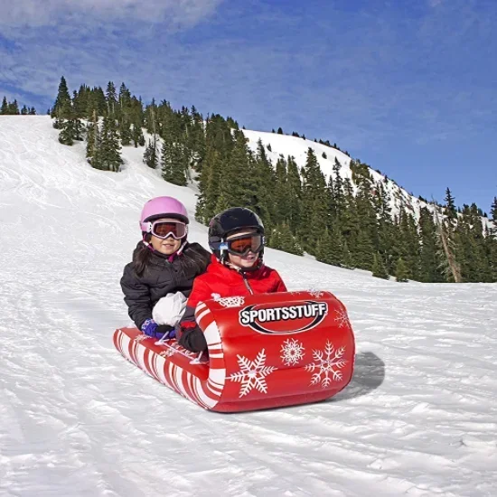 double Snowmobile,PVC Inflatable Luxury Alpine Mountain Sleigh, Winter Snow Sled for 2 person Toboggan