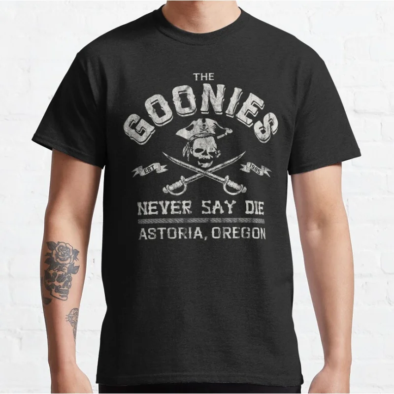 

circa 1985 Vintage Film The Goonies Retro Never Say Die Gift clothing Short-sleeve crewneck T-shirt large size Adult Tops S-6xl