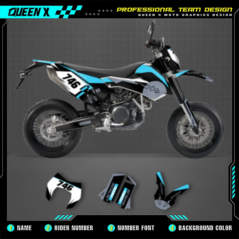 

Queen X MOTOR For KTM LC4 SMC690 2008 2009 2010 2011 007 Motorcycle Graphics Background Decals Stickers Kits