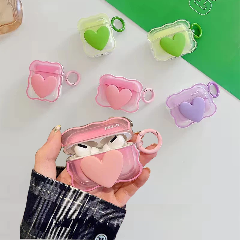 Śliczne etui 3D Cartoon Heart Case dla Airpods 3 2 1 Silikonowe bezprzewodowe etui na słuchawki Bluetooth dla Airpod Pro 2nd Akcesoria ochronne