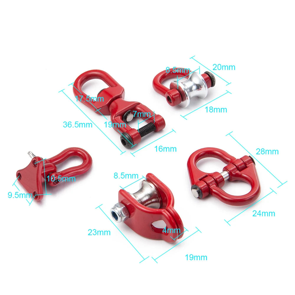 Aluminum Alloy Tow Shackles - Recovery Hooks for Axial SCX10 - 1/10 RC Crawler Car Upgrade Accessories