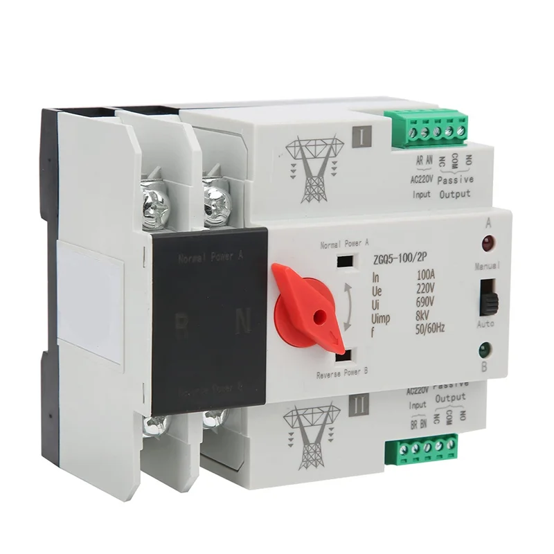 Transmission Switch 220V ZGQ5-100 / 2P Automatic Transfer Switch with Double Power 2-Way Transmission Switch Controller