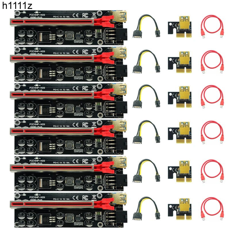 

6PCS PCIE Riser 009S Plus Video Card Extension Cable Riser PCIE X16 Cabo Riser PCI Express X16 Extender for Bitcoin Miner Mining