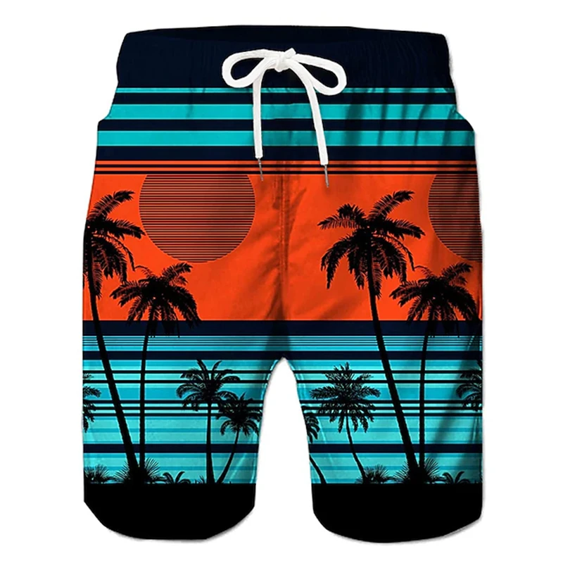 Pantaloni da spiaggia Vintage con stampa albero di cocco 3D abbigliamento Unisex pantaloncini da vacanza Casual Hawaii estivi moda uomo pantaloni corti di ghiaccio