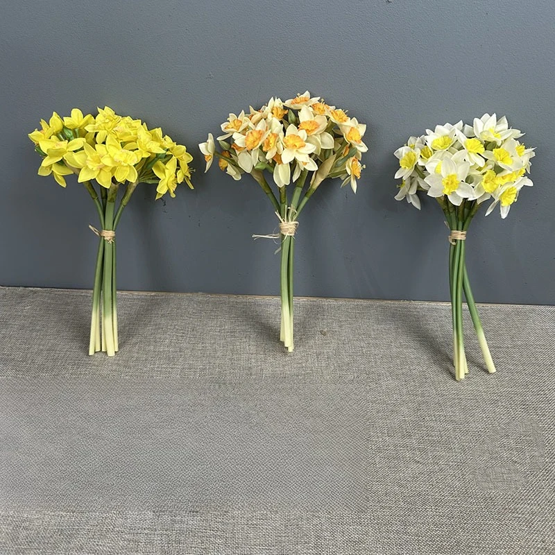 1/4/6 Stück Künstliche 5-teilige Narcissus-Blumensträuße aus Seide, Simulierte Weiße Narzissen für Wohnzimmerdekoration – Detail 1