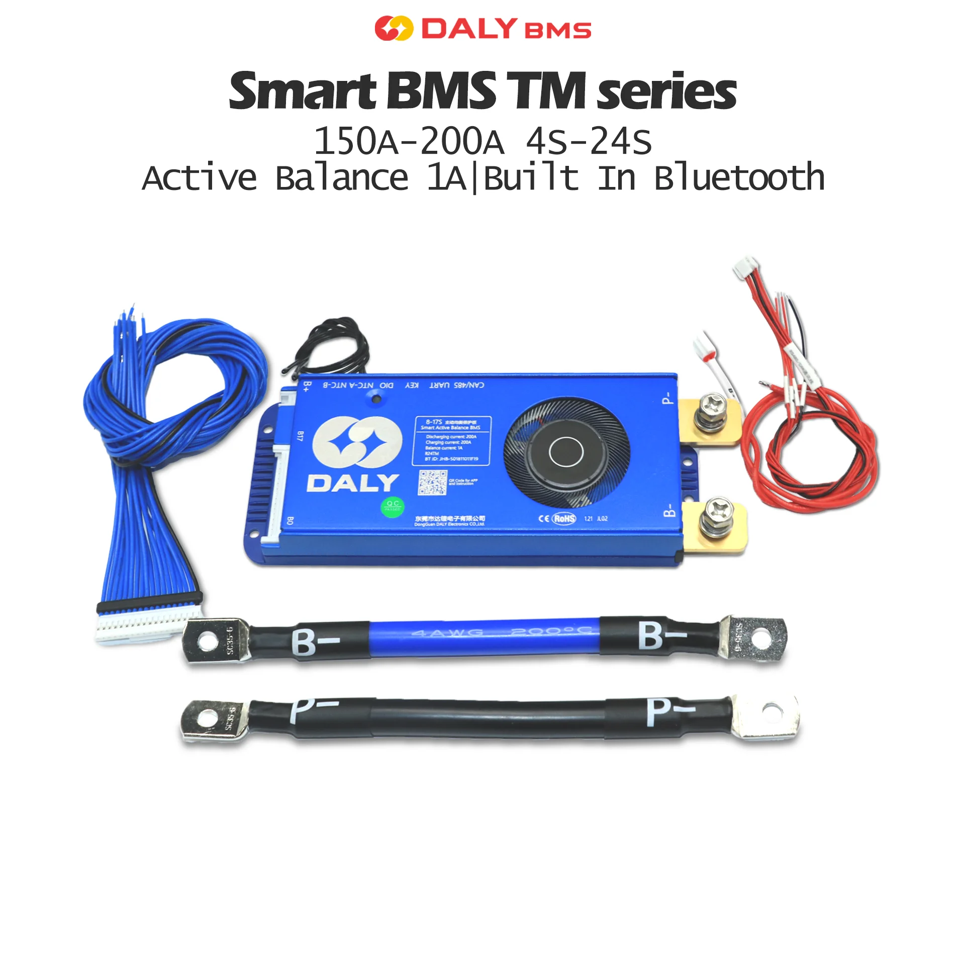 DALY 100Balance BMS 12V 24V 48V 150A 200A Smart Battery Management System with Bluetooth App Overcharge Protection for Solar/EV