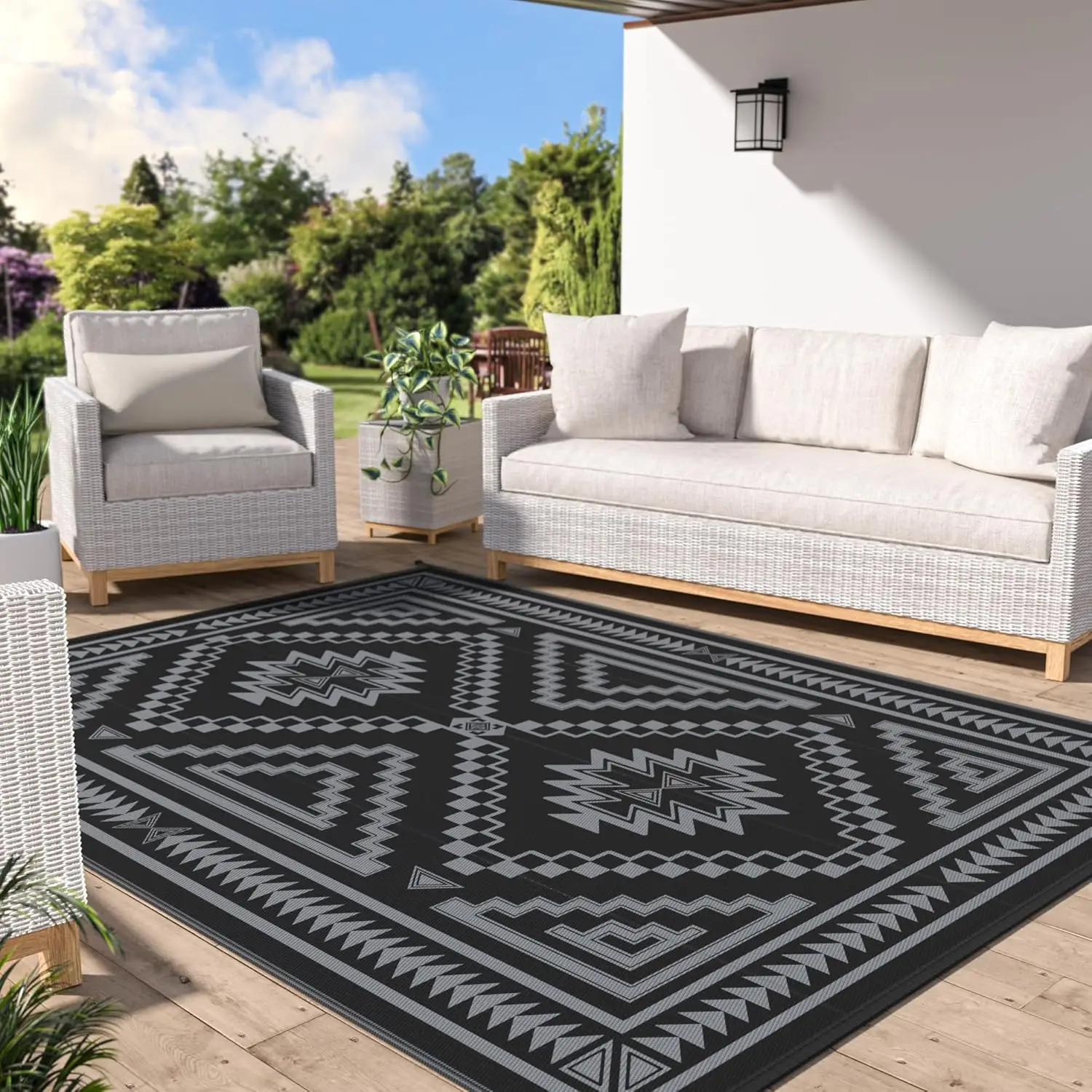 

Outdoor Rug for Patio Clearance - 5x8 ft Waterproof Plastic Camping Rugs, Reversible Outside Rv Mat Carpet for Porch, Deck, P