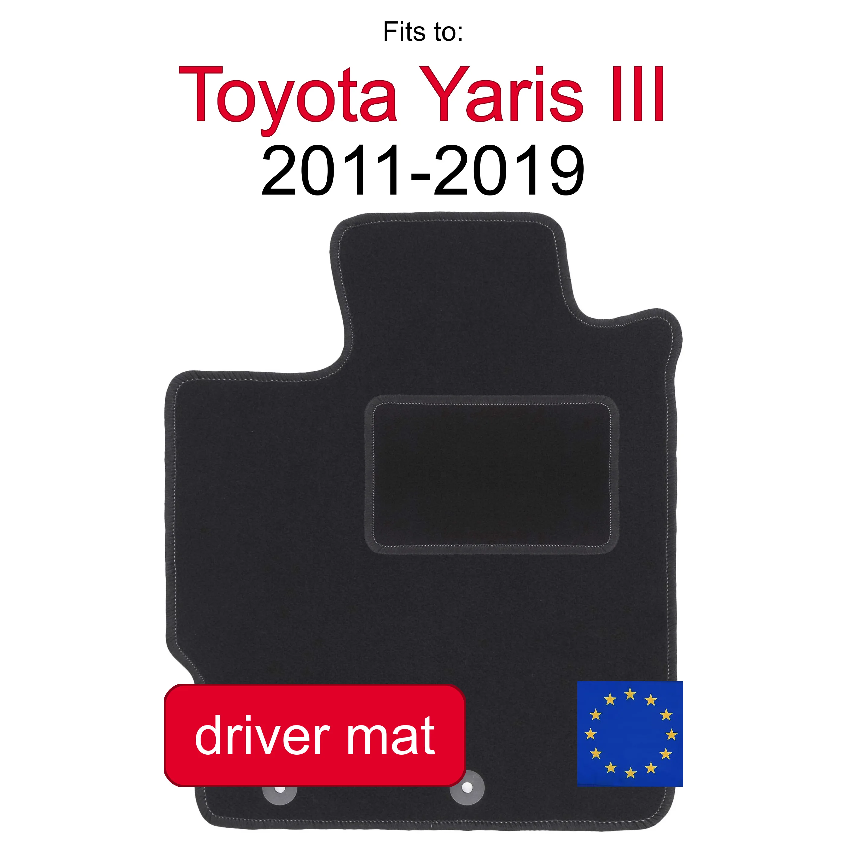 Tapis en velours pour conducteur pour Toyota Yaris III Essence (2011-2019) - Coupe Graphite (1 pièce)