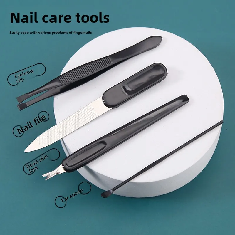 Set manicure unisex in acciaio inossidabile da 7 pezzi con lima per unghie Kit per toelettatura da viaggio portatile Forbici per unghie Kit di strumenti per toelettatura Clippers