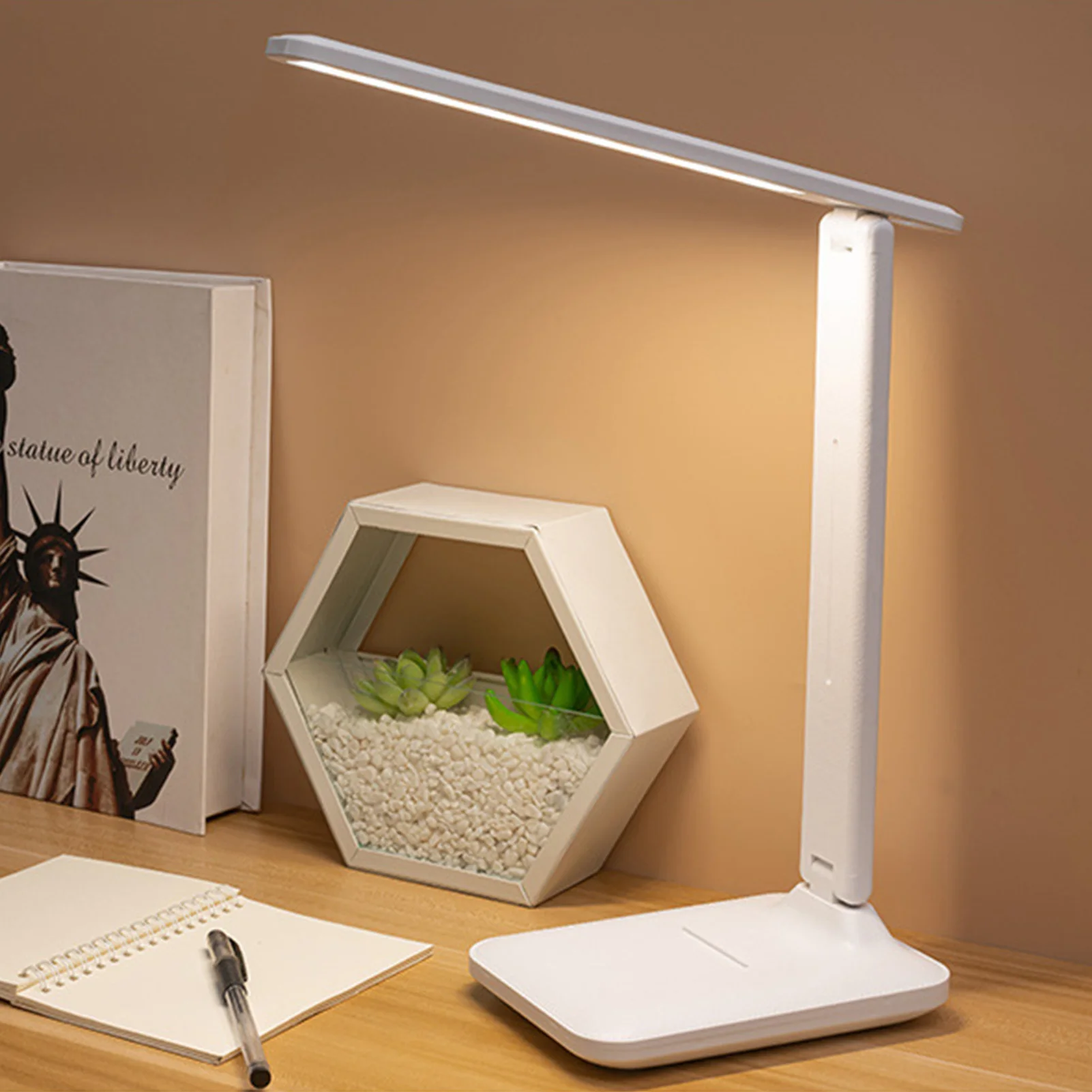 ZK40 Table Lamp Eye Protection Touch Dimming Plug In 180 Degree Flip Folding Stand Design LED Learning Desk Lamp