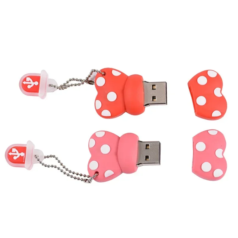 Kitty Bowknot Pen Drive 128GB Pink USB Flash Drive 64GB Cute Cartoon Memory Stick Kreatywne prezenty dla dzieci Pendrive 32GB 16GB 8GB