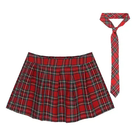 여자 지퍼 격자 무늬 Pleated 미니 스커트와 넥타이 일본 여학생 유니폼 스커트 코스프레 의상 멋진 드레스 볼 복장