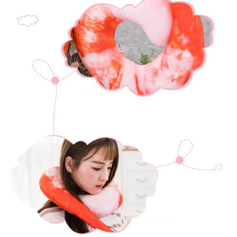 

Cartoon Shrimp U Shape Neck Pillow Neck Cushion 30cm Cotton Filled Travel Office Home Use Travel Pillow U Shaped Cushion