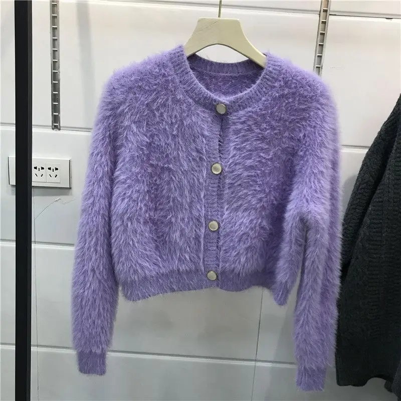 Imitation Mink Fleece Sweater Jacket Cardigan Women's 2025 Autumn New Small Short Versatile Loose Top Trendy  sweater