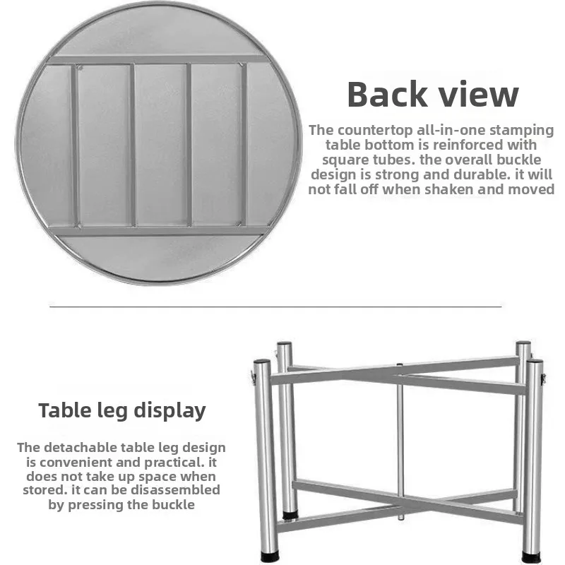 Extra thick stainless steel split round table supper stall, canteen banquet can be cleaned and stored quickly and easily 3