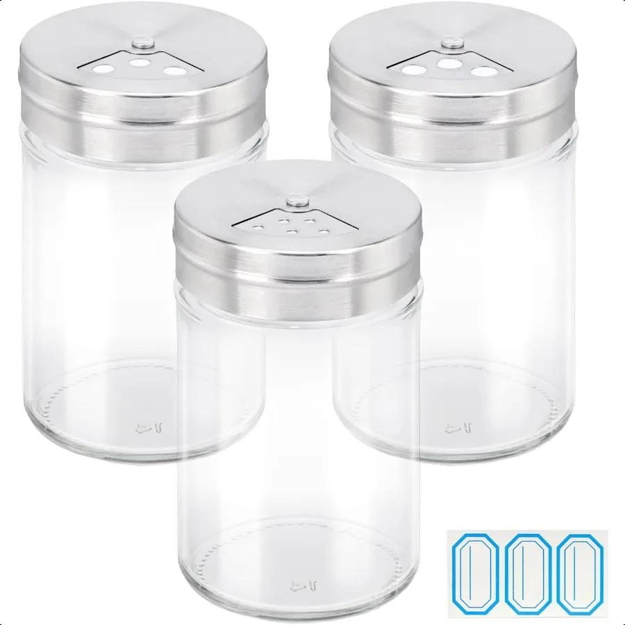 

Segarty Spice Jars 3 Pack 3 oz Spice Bottles with Shaker Lids Glass Empty Seasoning Containers with Adjustable Pour Holes for K