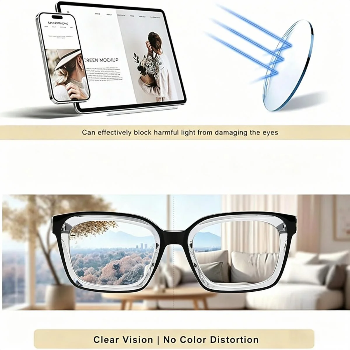Retro Square Auto Focus Reading Glasses with Blue Light Blocking, Spring Hinge Seamless Transition Reading Glasses L29