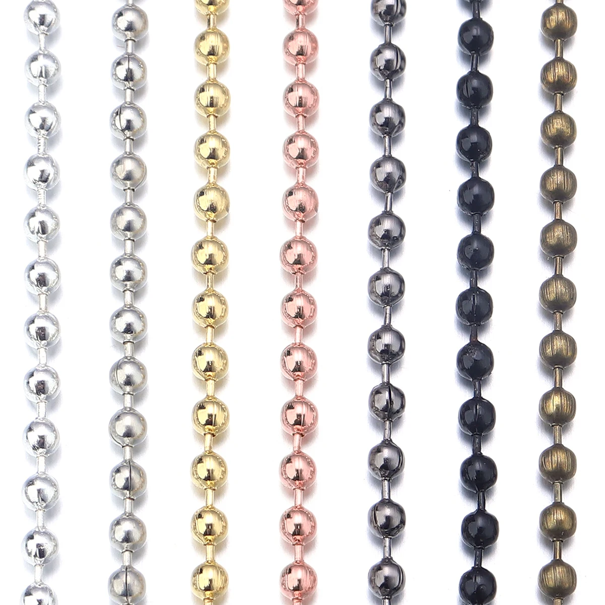 10yards/roll 1.5/2/2.4mm Metal Iron Ball Beads Chains Link Chains For DIY Jewelry Making Necklace Bracelet Accessories Wholesale view 2