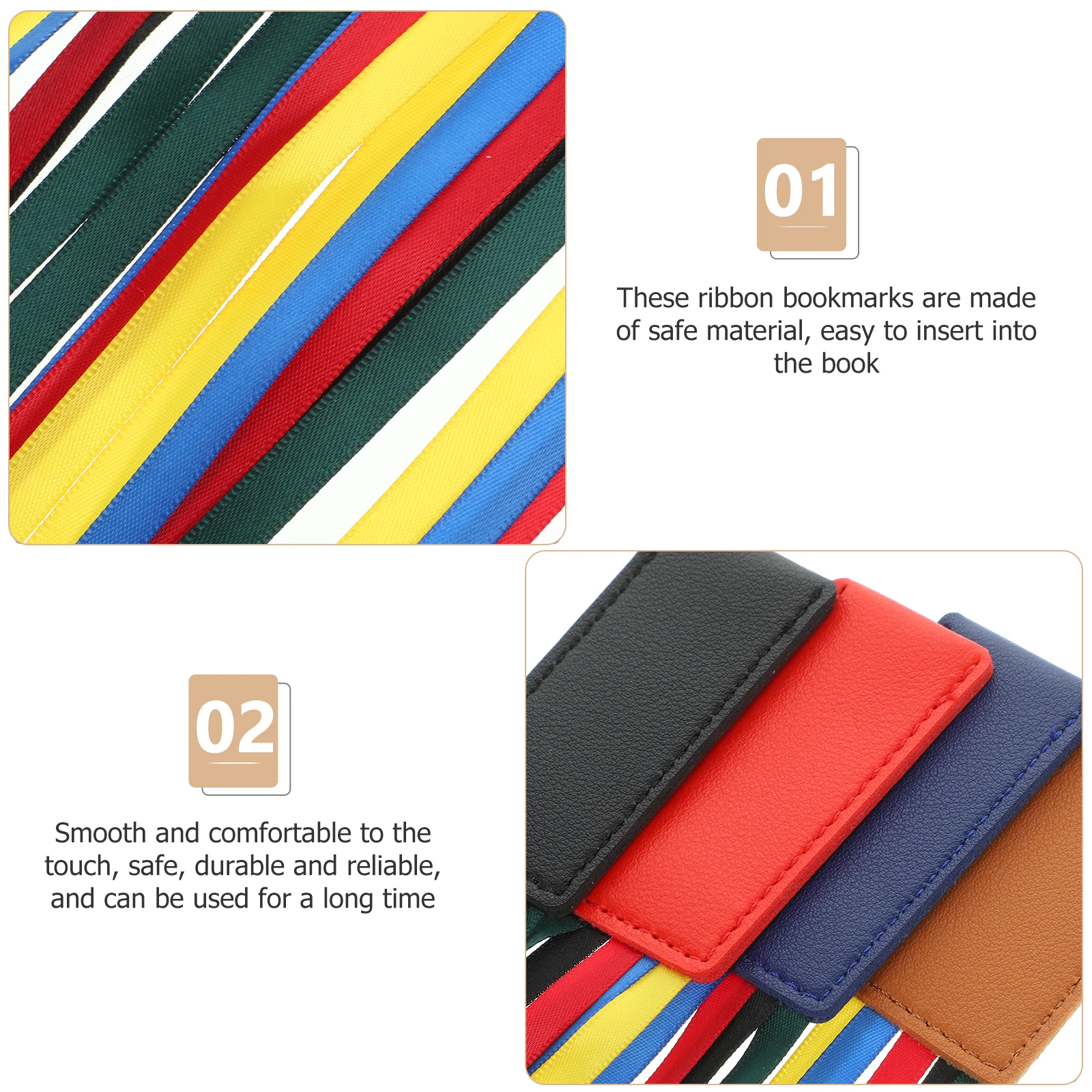 4pcs Ribbon Bookmarks Black Red Blue Brown Easy Page Marking Reusable Lightweight Bookmark Reading Decorative Ribbons
