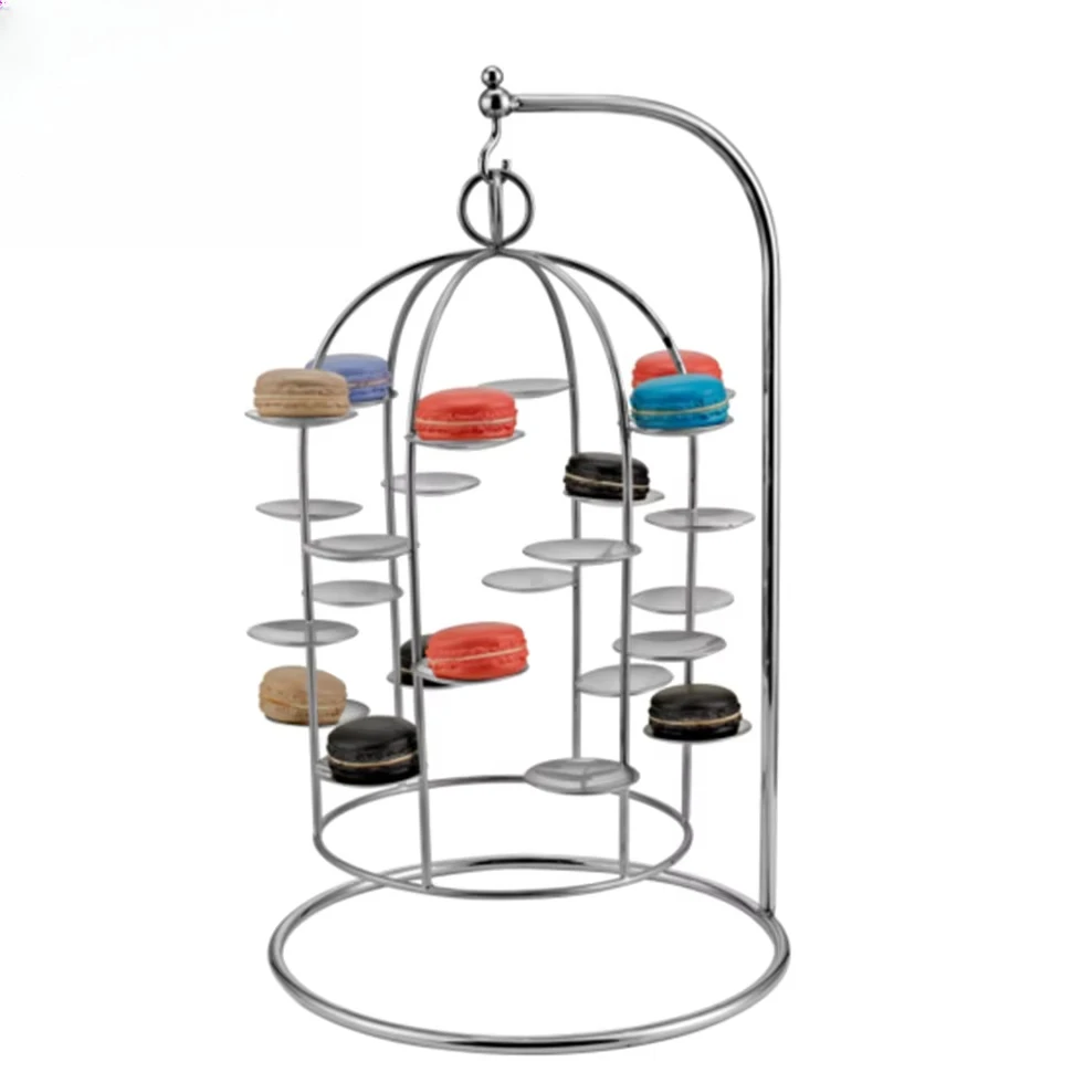 Wedding decoration birdcage with surprise cupcake tray bracket lifting rack hanging rotating birdcage layer cake display stand