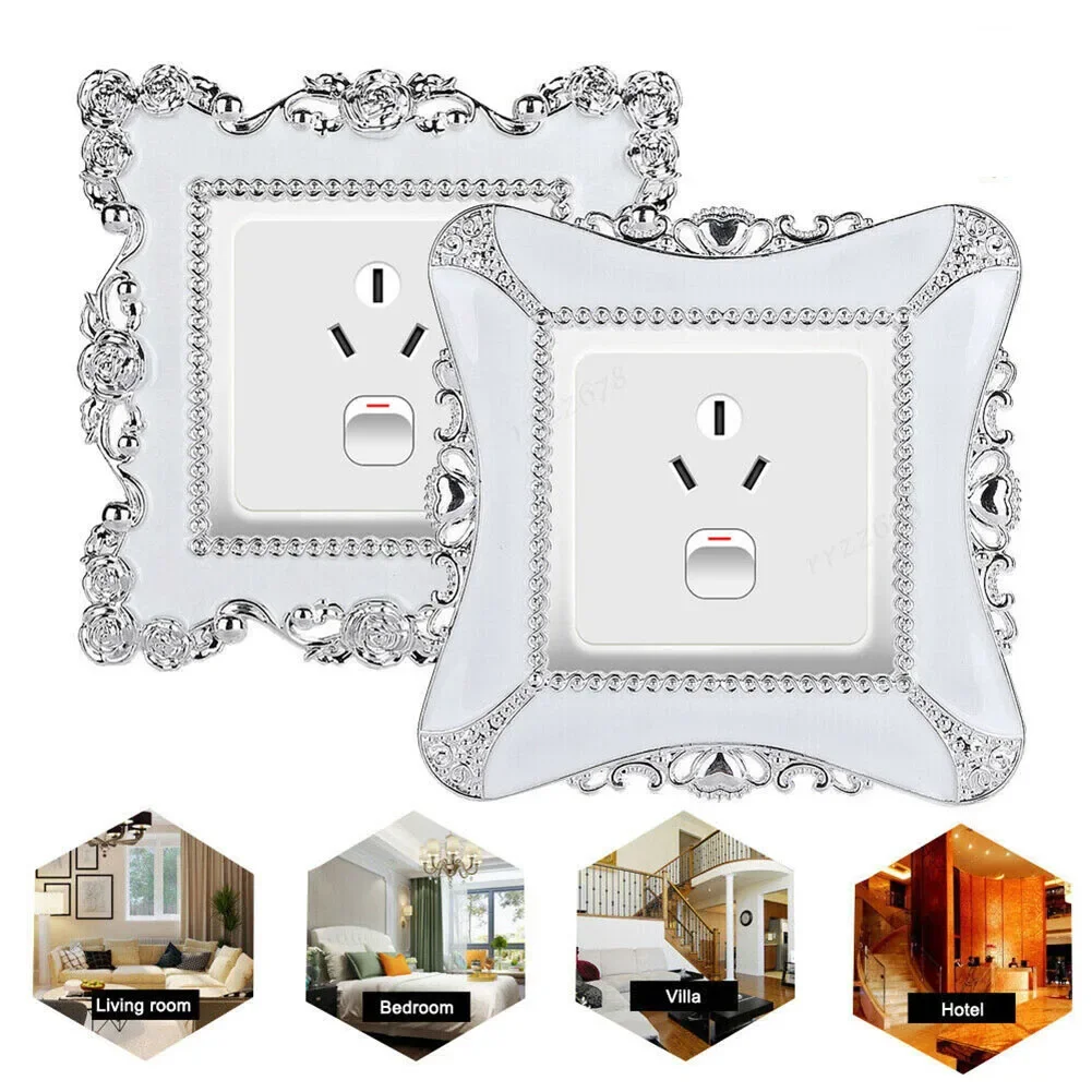 Switch Cover Switch Sticker Resin Light Switch Surround Resin Wall Sticker Rose Lace Switch Protective Cover 1PCS 86 Type
