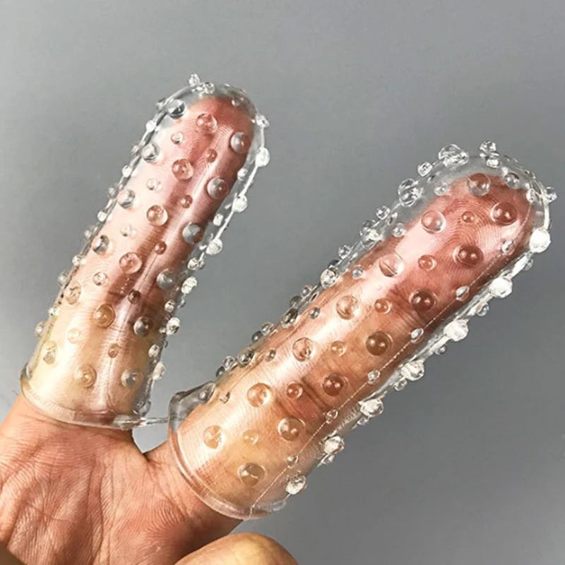 2 pz Riutilizzabili Doppio Dito Manica Preservativi Vaginale G-spot Massaggiatore Clitoride Stimolatore Dito Extender Giocattoli Del Sesso Per Le