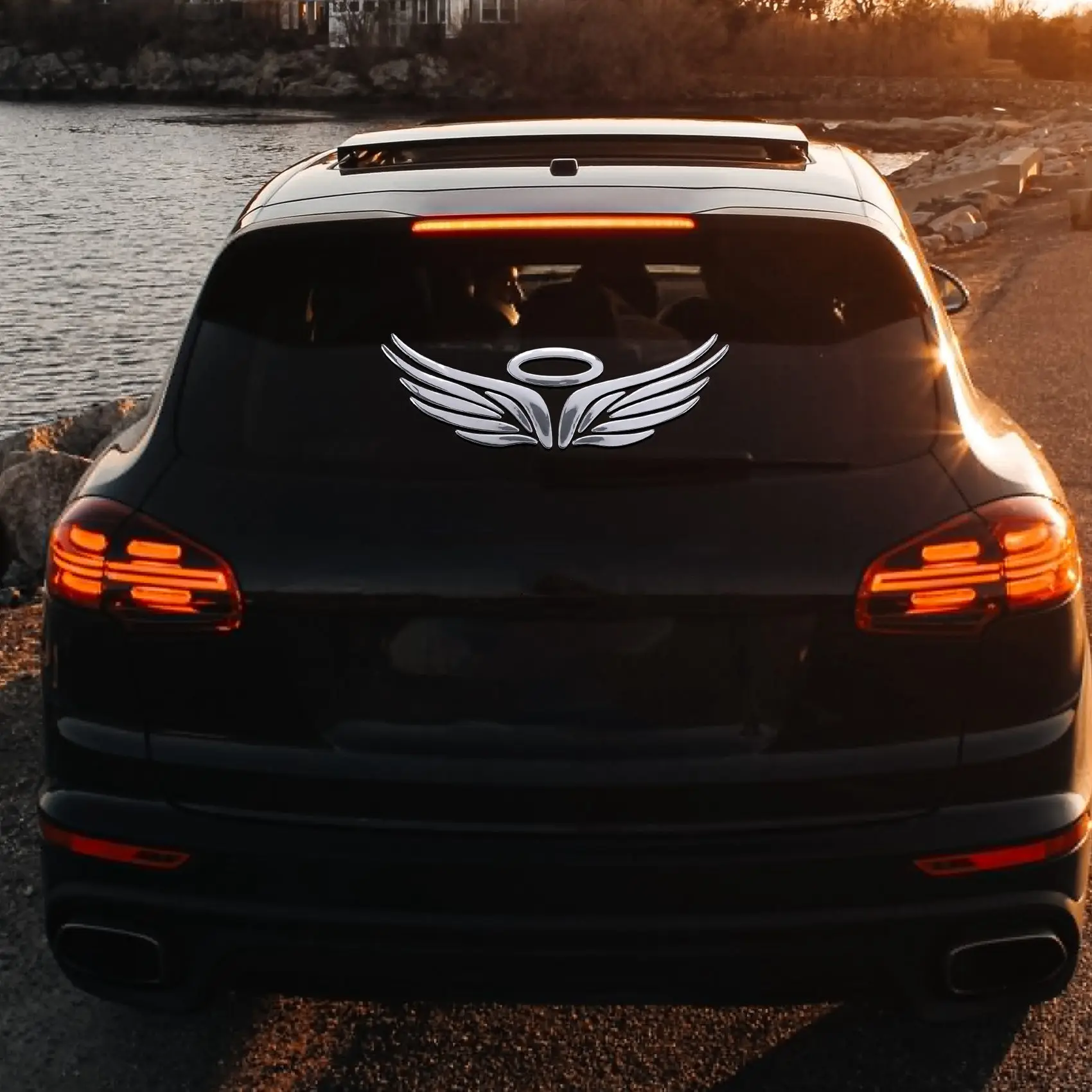 

B13C3D хромированная наклейка с крыльями ангела, наклейка с эмблемой автомобиля, наклейка, украшение, цвет серебро