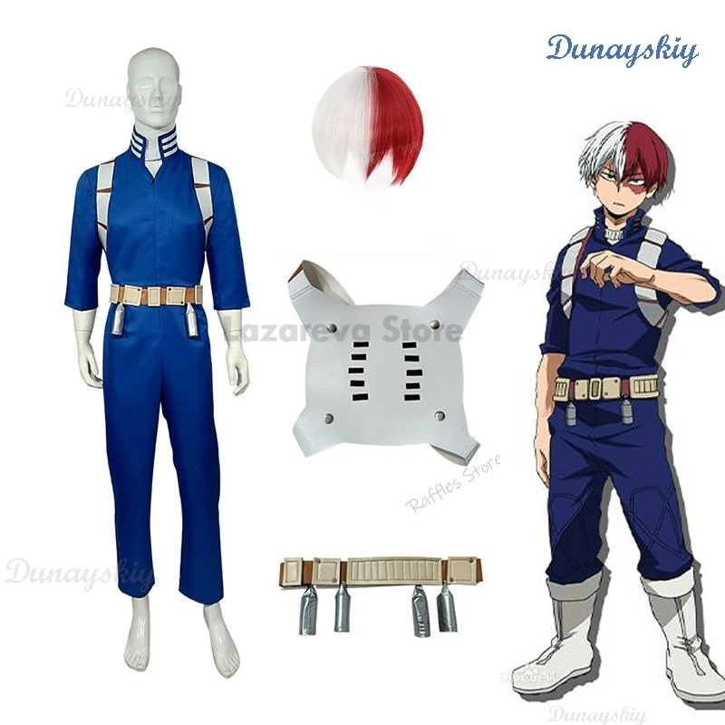 Disfraz de Anime Shoto Todoroki Shoto Boku para hombre y mujer, Top, pantalones, cinturón, peluca de Halloween, Academia, XS-XXXL