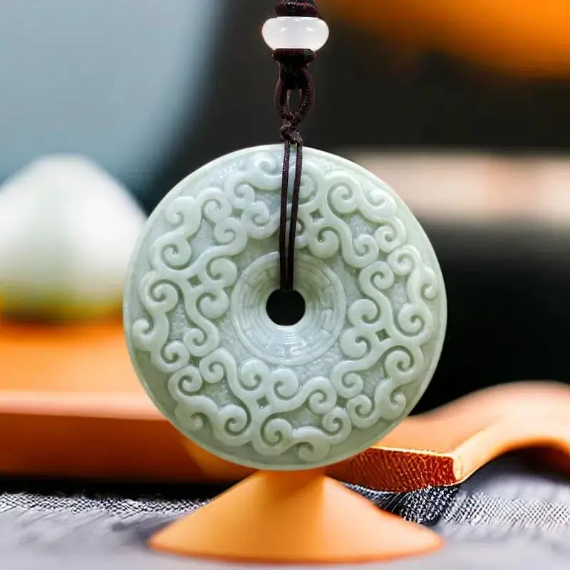 

Natural Real Jade Flower Pendant Necklace Gift Stone Talismans Chinese Carved Jewelry Gemstones Gifts for Women Men Vintage