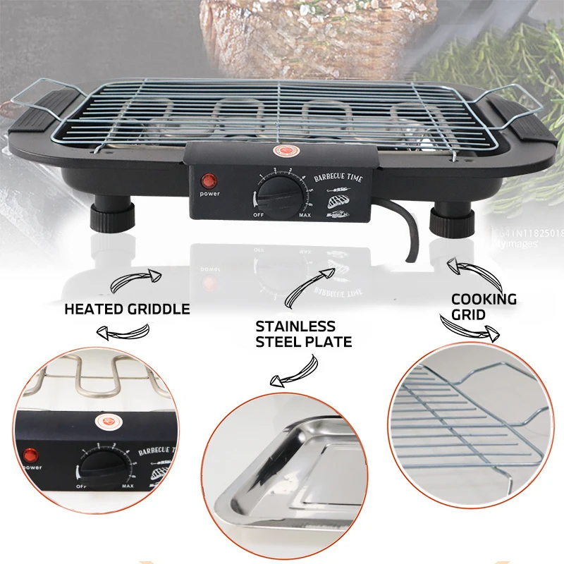 Electric Oven 2000W Portable Household  Smokeless Indoor Barbecue Machine Hotplate BBQ Grill  Meat Pan For Party Home