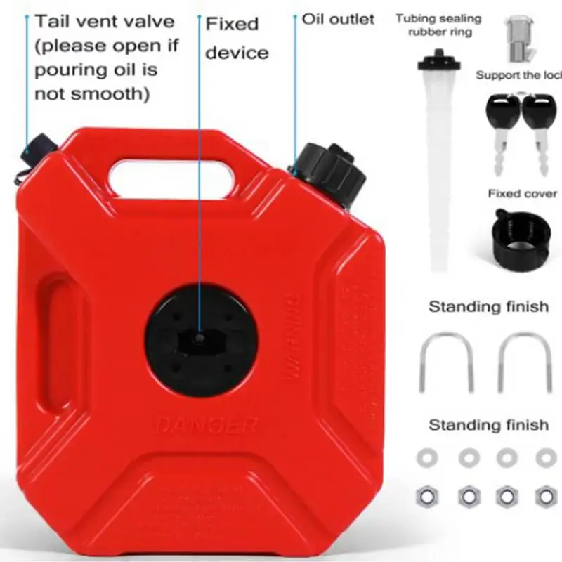 

Backup Oil Tank Portable 5L Oil Storage Cans With Lock Motorcycle Oil Container Spare Backup Tanks Tight Sealing Sturdy For SUV