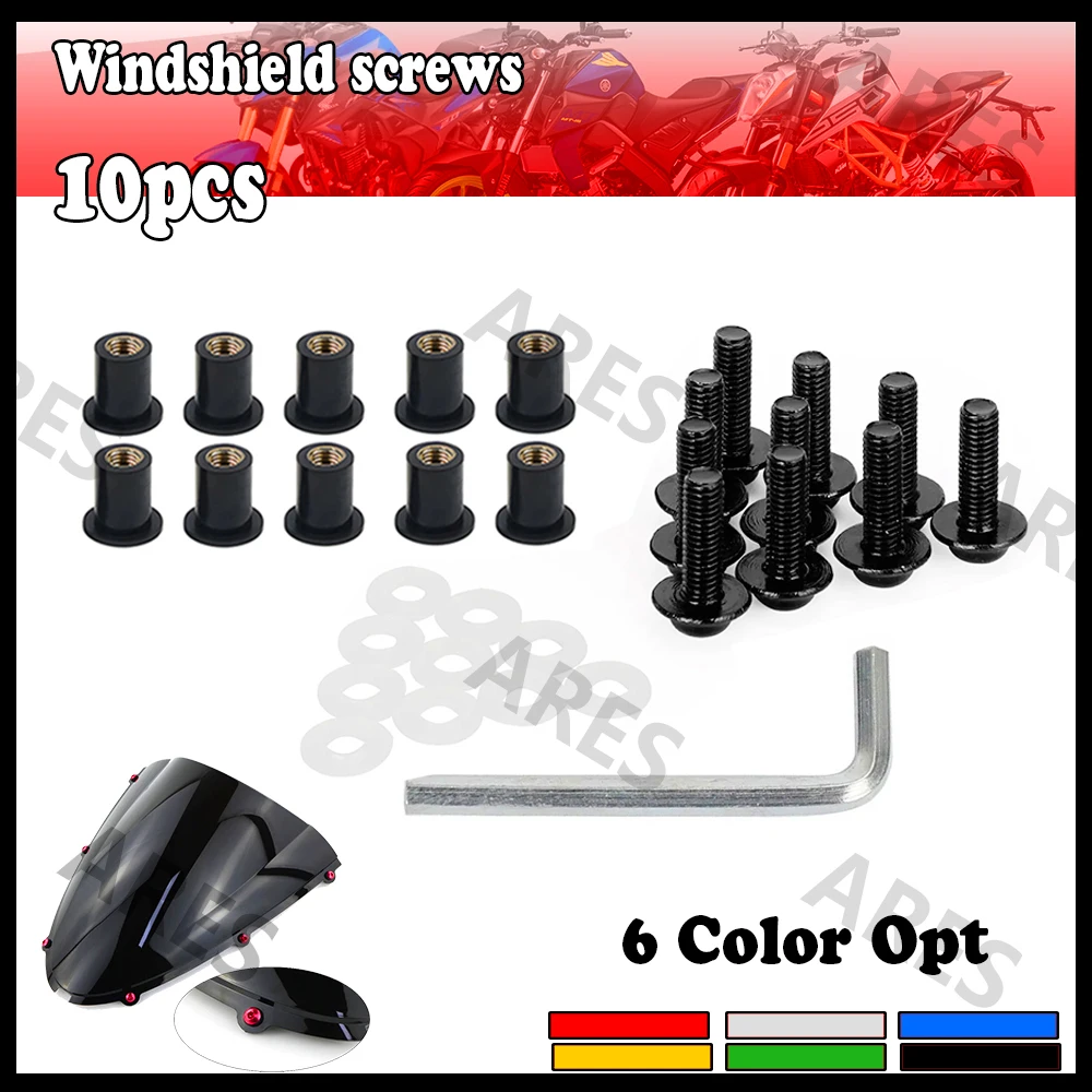 10PCS 5mm Windscreen Windshield Bolt Screw Kit For Suzuki SFV650 GSX1300R HAYABUSA GSXR125 GSXR150 Katana XF650 RF900 LTZ400 