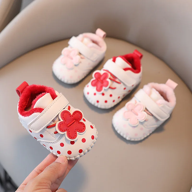 2024 Winter Children Shoes Cute Flower Soft Soled Baby Walking Shoes Comfort Lovely Antiskid Casual Infant Shoes Zapatos Bebé