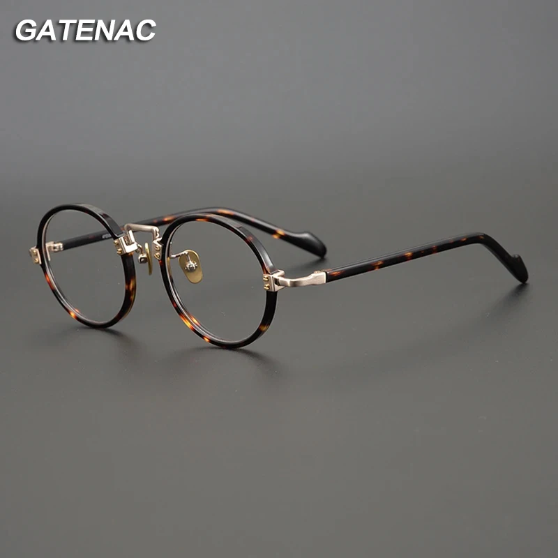 Vintage Acetate Glasses Frame Men Round Luxury Brand Prescription Optical Myopia Eyeglasses Frame Male Women Japan Retro Eyewear