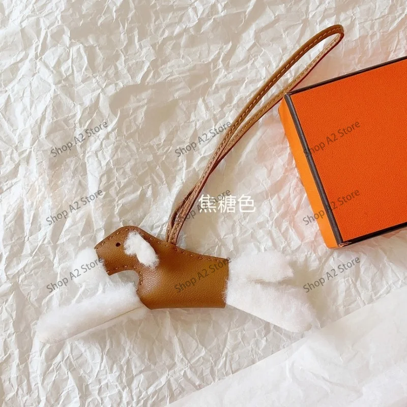 Wool sheepskin cute little dog bag pendant plush car hanging women's bag accessories car interior hanging fashionable key hangi view 2