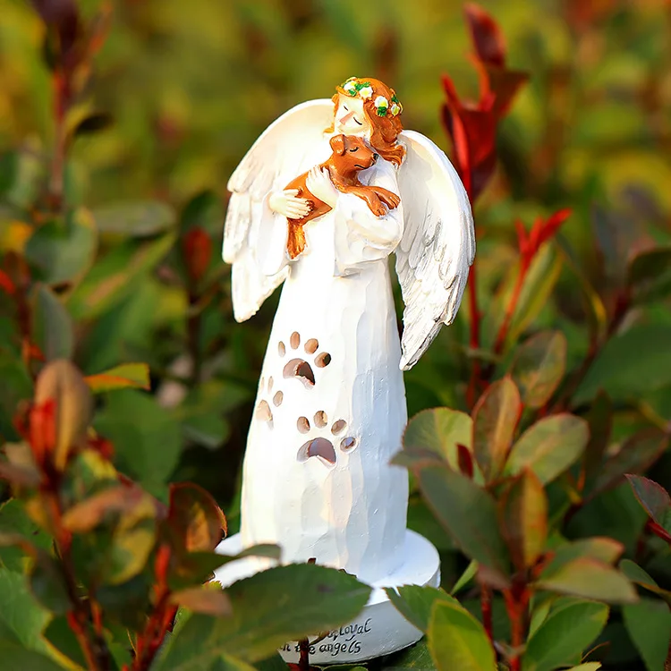 Little Angel Holding Dog Decoration Flower Fairy Decoration Courtyard Decoration Outdoor Garden Rural Horticultural Decoration