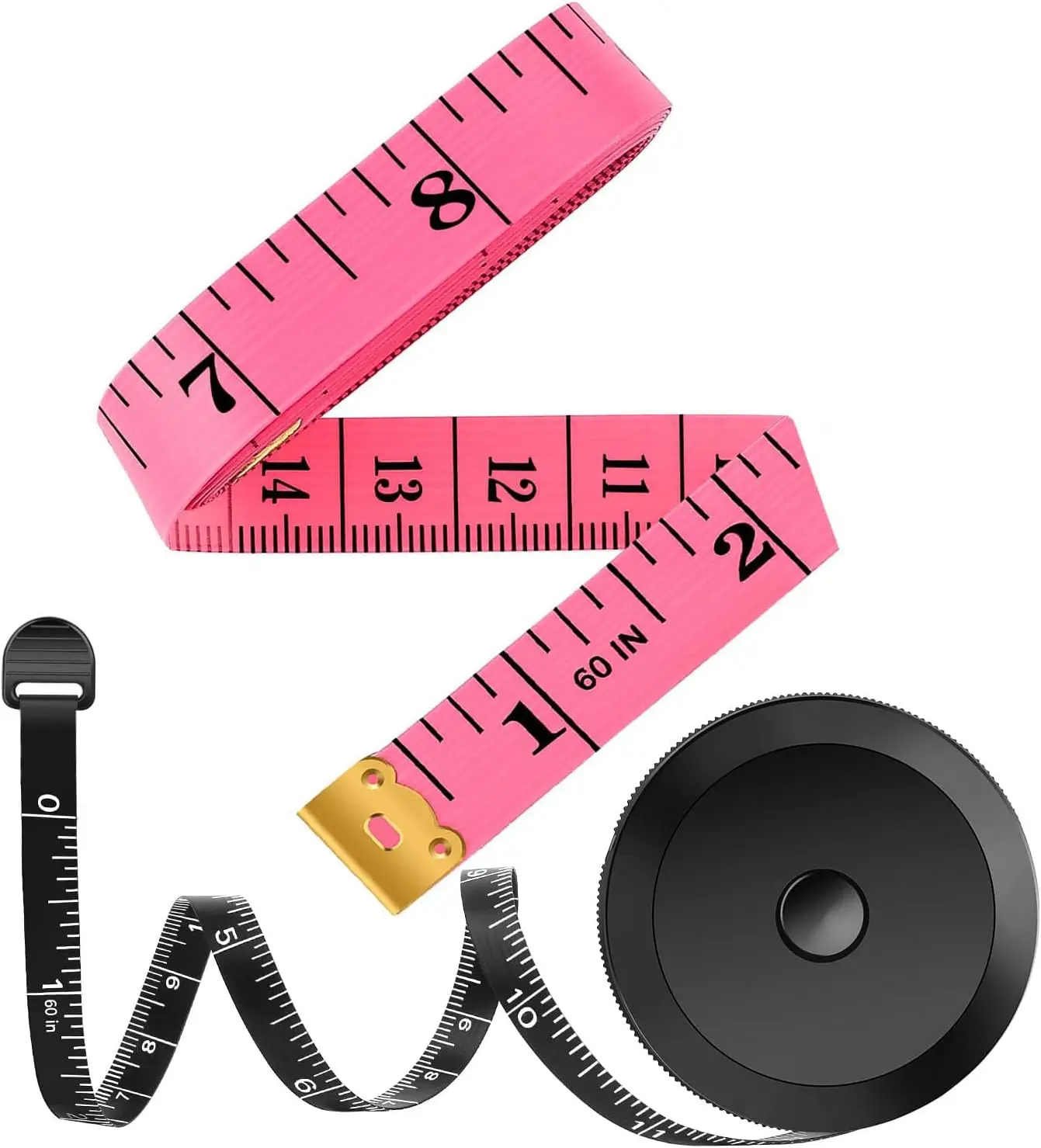 Cinta métrica suave de 2 piezas, cinta métrica flexible de 60 pulgadas para medir el cuerpo, tela, costura, sastrería, telas y manualidades en el hogar