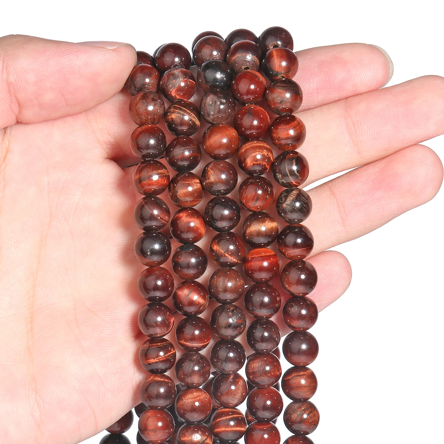 Großhandel Rote Tigerauge-Steinperlen 4-12mm Runde Lose Perlen für Schmuckherstellung DIY Armband-Zubehör – Detail 2