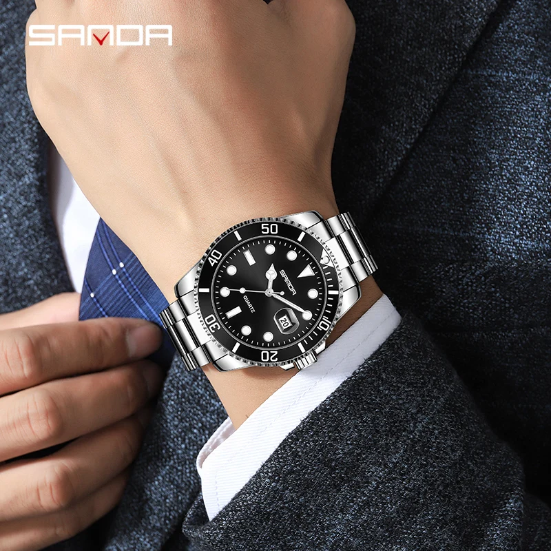 Benyar For Men Watch Perpetual Submariner Classic orologio da polso al quarzo data luminoso acciaio inossidabile impermeabile sport Reloj Hombre