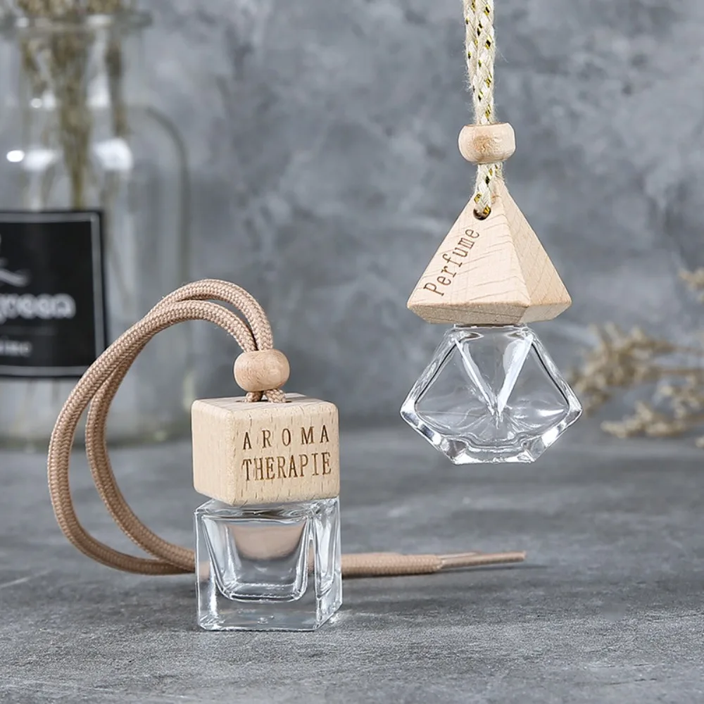 20Pcs 6ml 8ml Rhombus Square Empty Refillable Car Perfume Bottles Auto Air Freshener Diffuser Car Interior Aromatherapy Vials