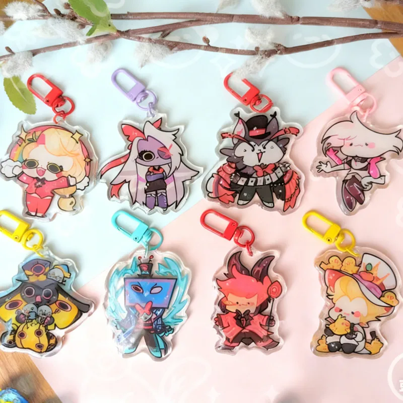 Portachiavi in acrilico ispirato all'hotel Hazbin ft Charlie, Vaggie, Alastor, Lucifero, Angeldust, Husker, Sir Pentious, Vox