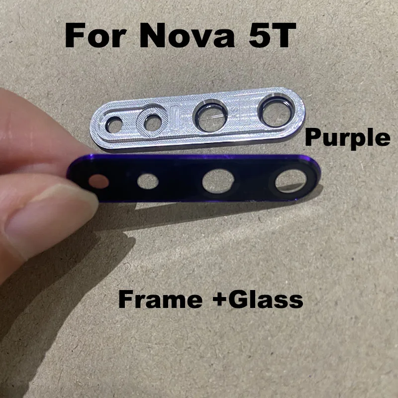 1PCS For Huawei Nova 5T Back Camera Glass Rear Lens Cover With Frame Ahesive Sticker Replacement