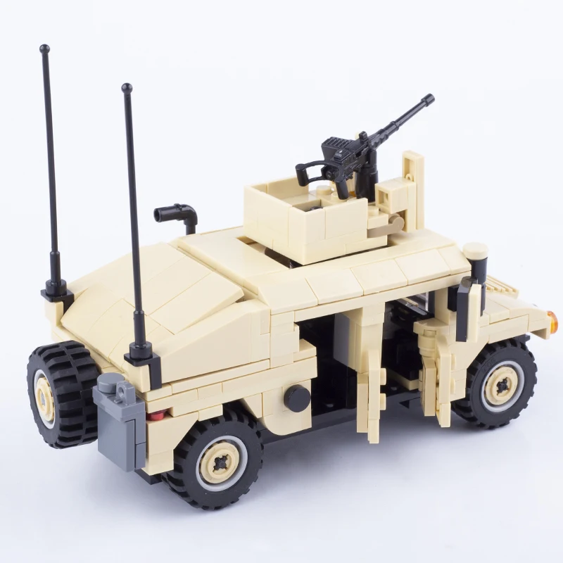 MOC US Modern Military Off-road Vehicle Building Blocks War Armored Trailer Car Hummered Carrier Weapons Bricks Toys Boys Gift