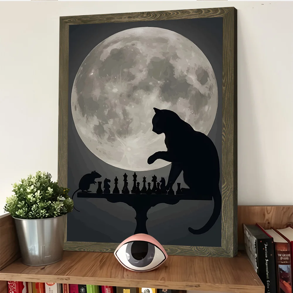 Cat and Mouse Chess Match Poster Customizable Printed Canvas Painting for Pictures Wall Art Bedroom Decoration Home Decor Room view 4