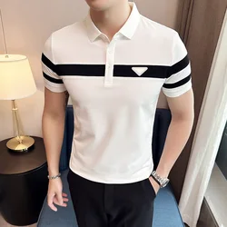 Hot Selling Polo Shirts Men Summer Short Sleeve Lapel T-shirts Ice Silk Casual Business POLO Tee Tops Social Streetwear Tshirts