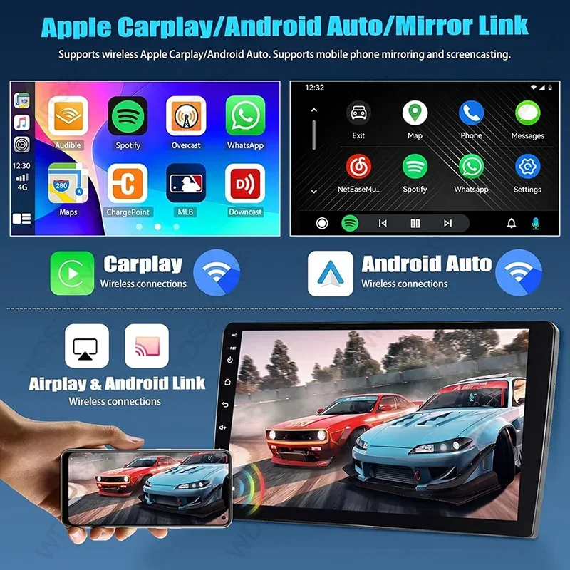 Android 13 7/9/10'' 2Din Wireless Carplay Radio 64G BT Car Radio Multimedia Stereo For toyota Hyundai Kia Volkswagen Jeep Fiat